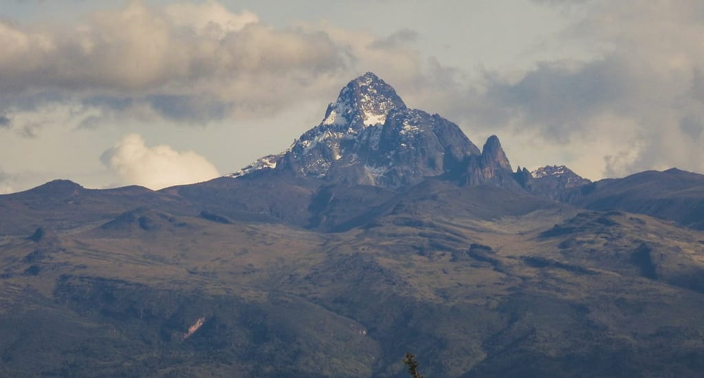 Mount Kenya peak viewed from a distance at dawn - Beginner's Guide to Climbing Mount Kenya